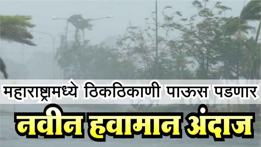 महाराष्ट्रामध्ये ठिकठिकाणी पाऊस पडणार नवीन हवामान अंदाज
