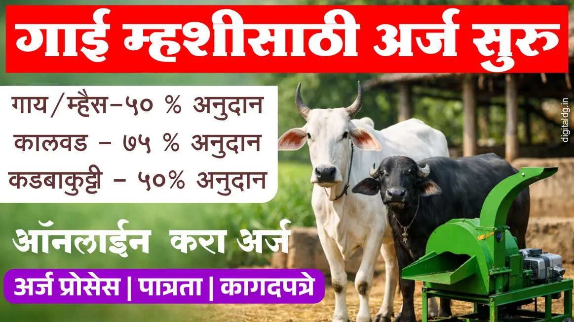 गाय म्हैस अर्ज सुरु झाले सोबत मिळणार कडबाकुट्टी यंत्र मुरघास सगळे ५० टक्के अनुदानावर
