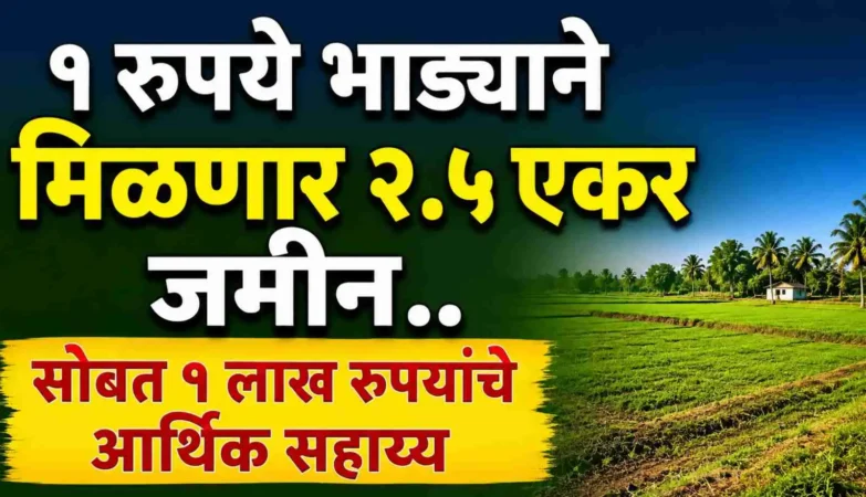 महिला बचत गटांसाठी 1 रुपया भाड्याने शासकीय जमीन आणि ₹1 लाख आर्थिक सहाय्य योजनेची माहिती दर्शविणारे फीचर इमेज